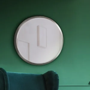 Aries Round Silver Leaf Mirror - 54 Inches