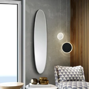 Aries Satin Black Oval Mirror - 136x36 cm