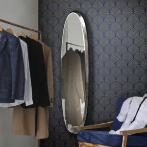 Aries Oval Mirror - Silver Leaf Finish, 136x36 cm