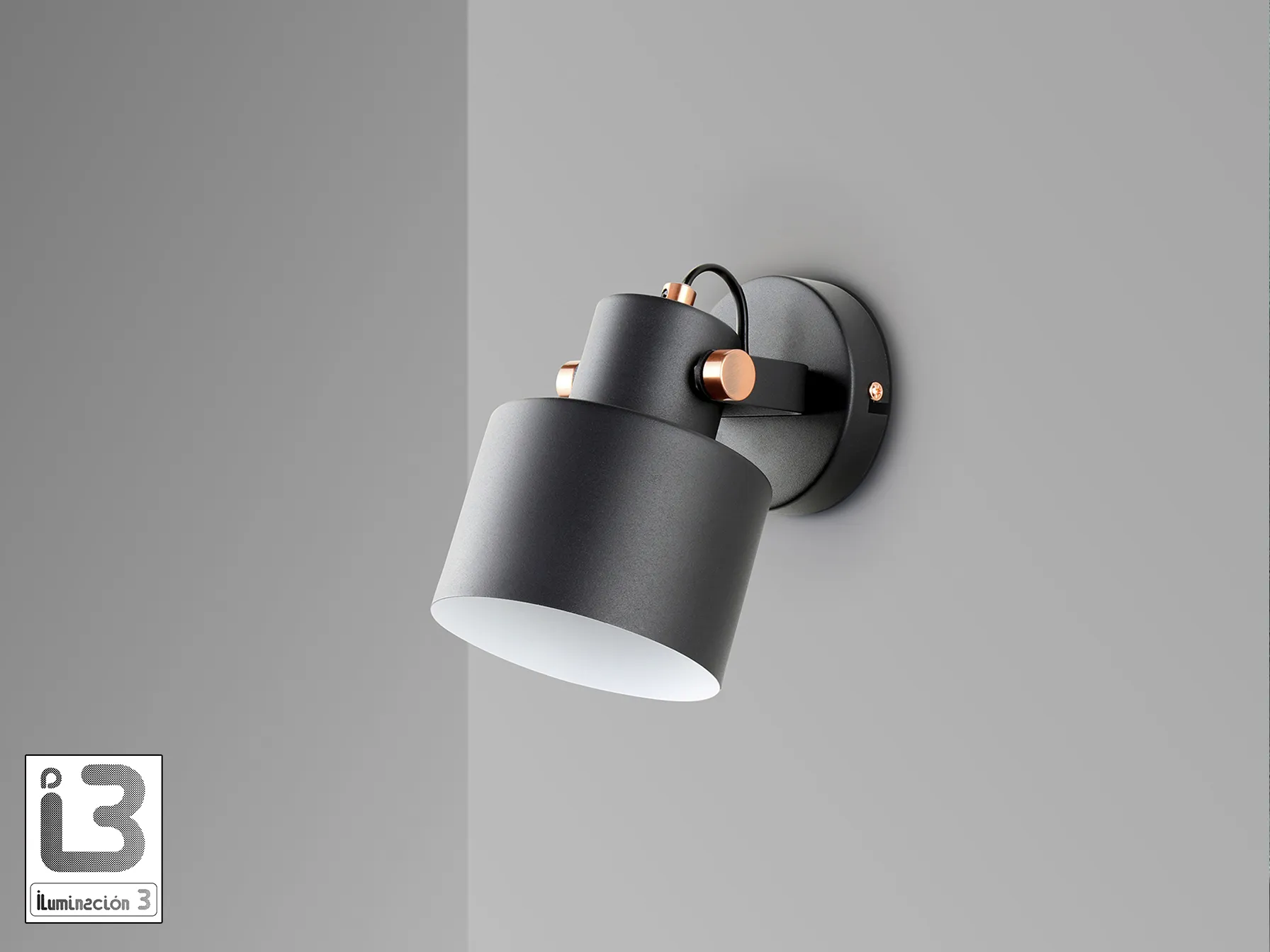Стенно осветително тяло I3 - ERIKA 1Л, Черно-Медно - Image 3