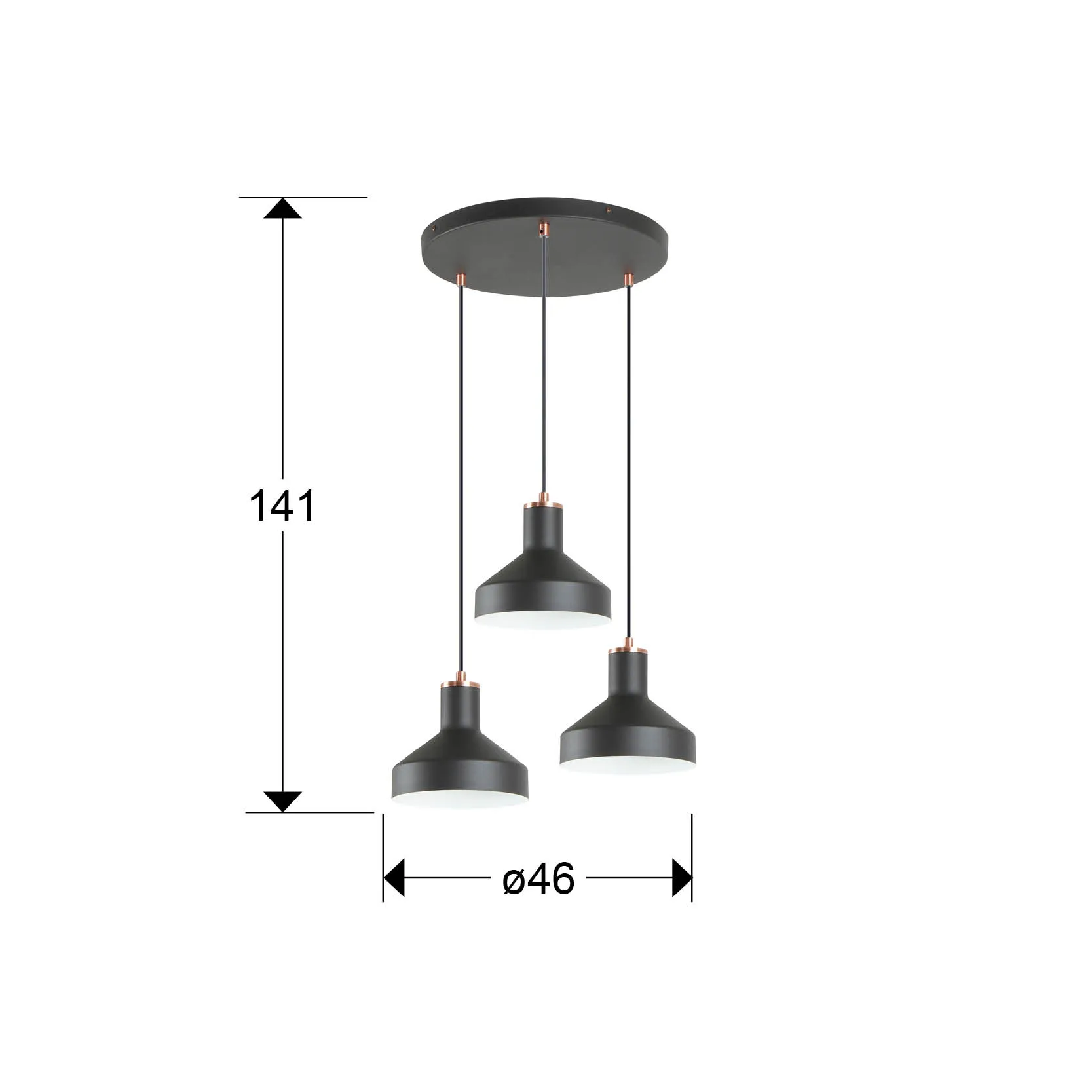 Лампа I3 - IRIAS с 3 светлини в черно и медно, D45 - Image 3