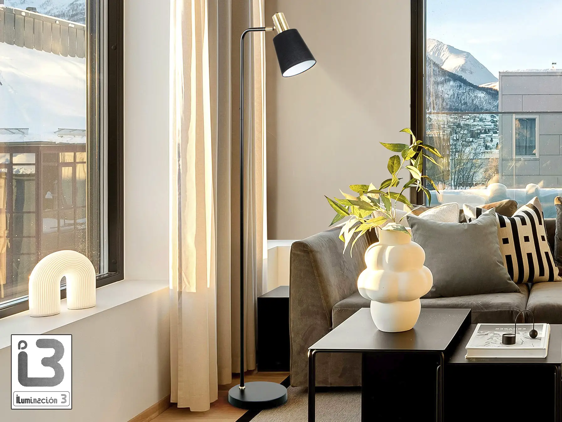 Подова лампа Gisela I3 - Черна и месинг