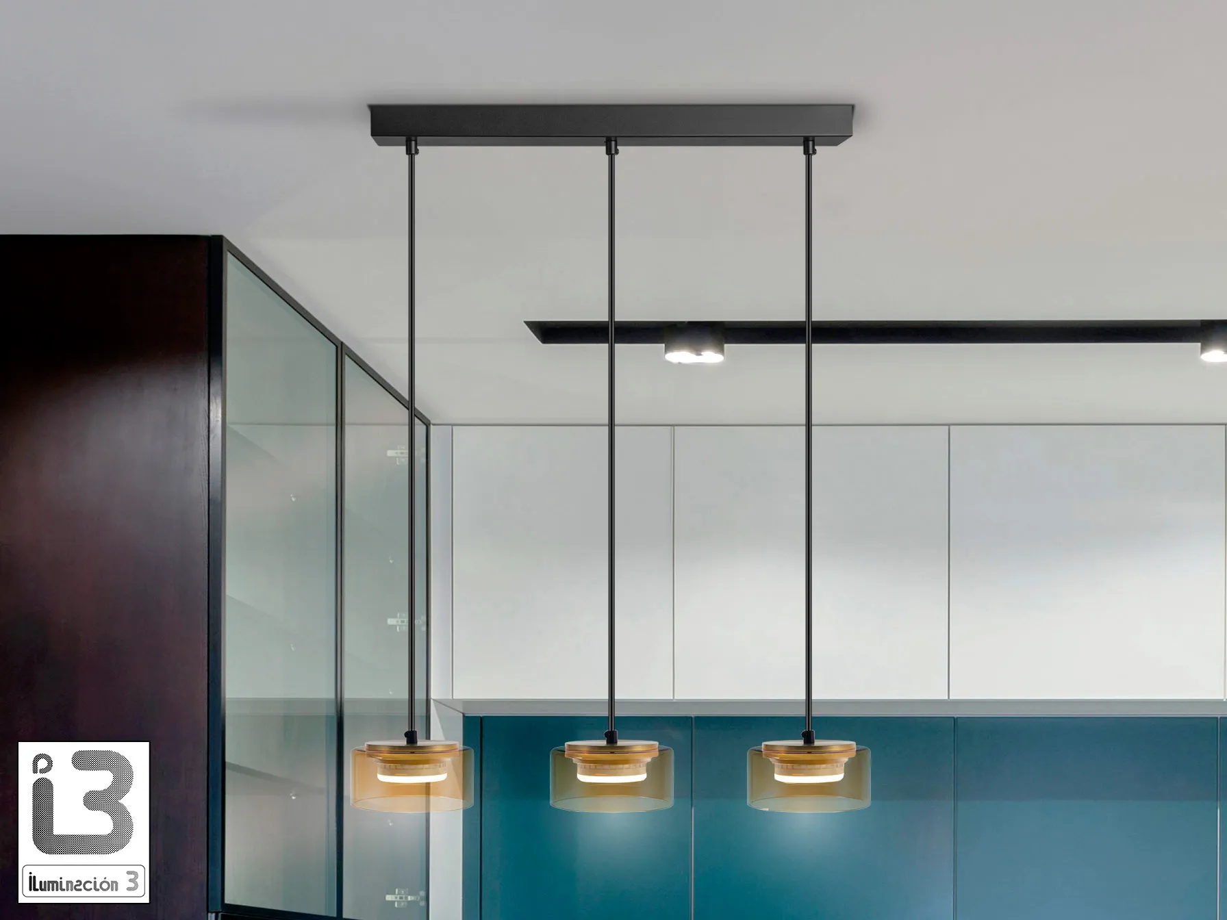 Таванна лампа Olaia - 3-лампова, черна и златна