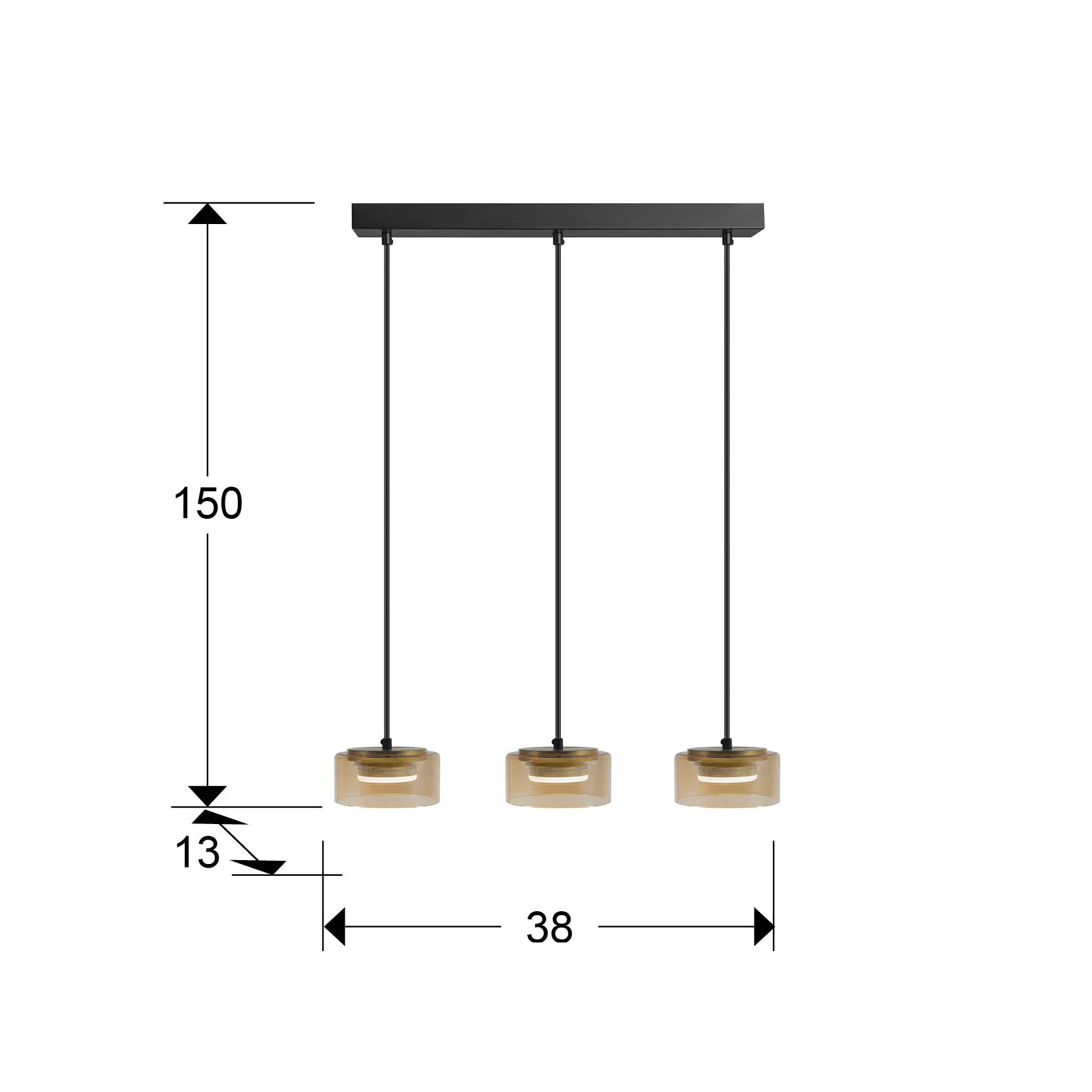 Таванна лампа Olaia - 3-лампова, черна и златна - Image 3