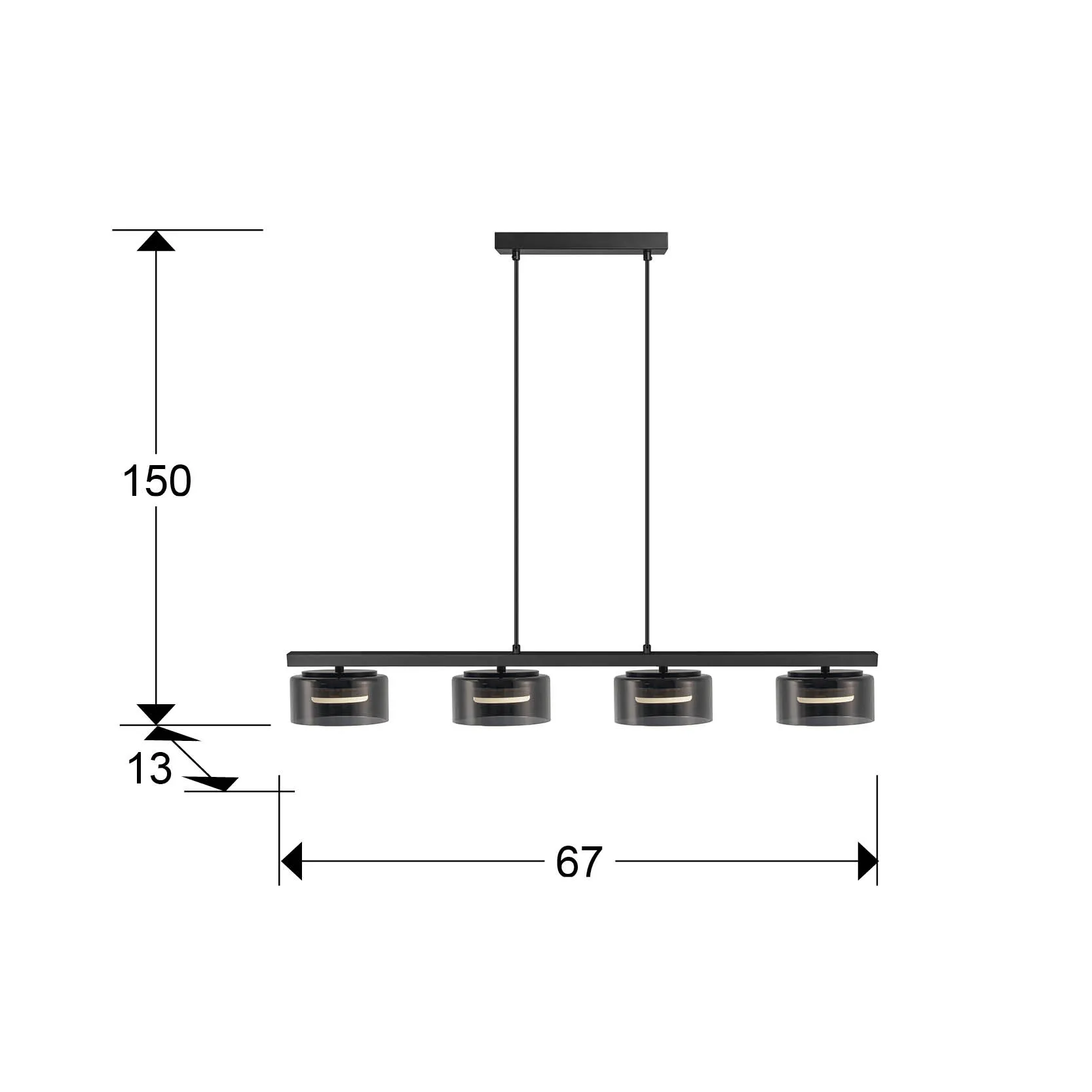 Лампа Olaia 4L в черен и димящ стъкло - Image 3