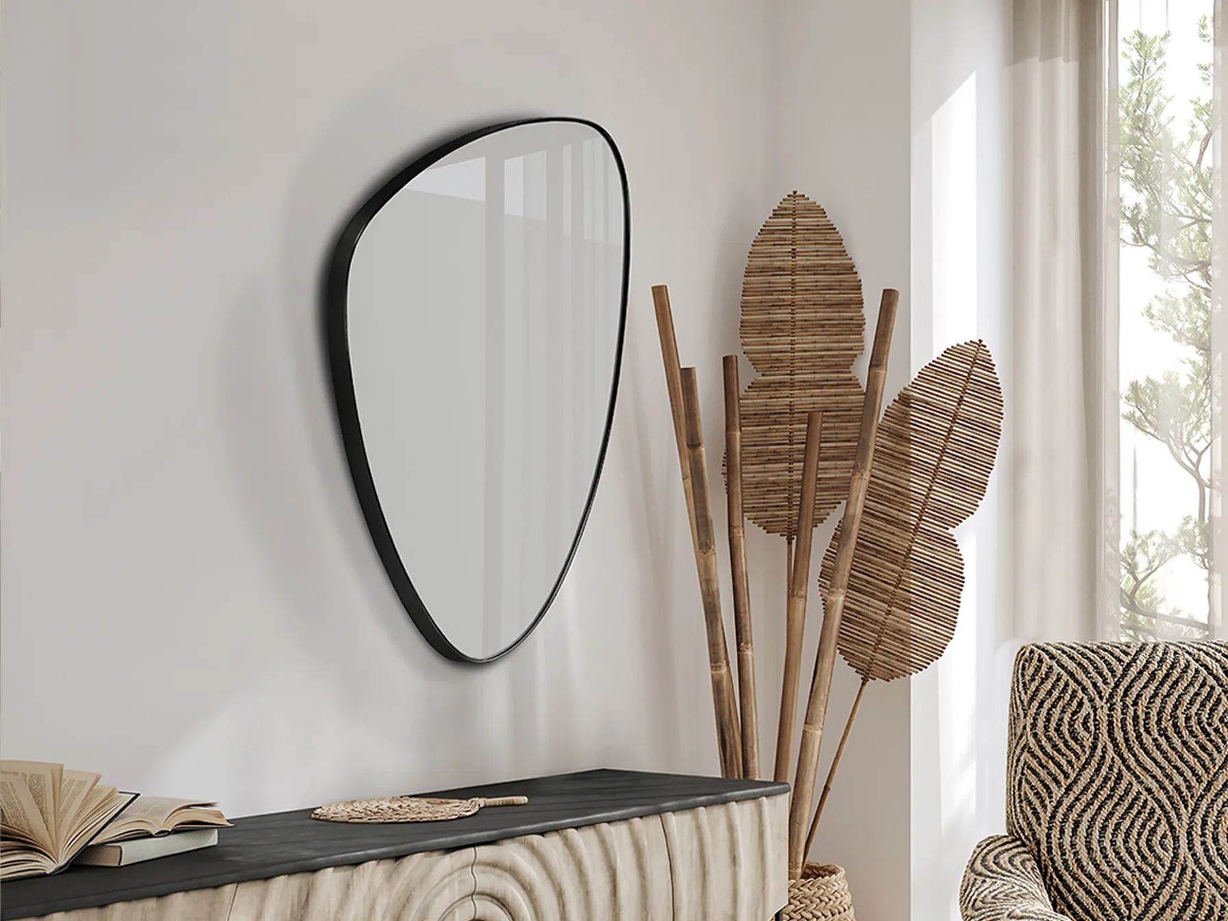 Триъгълно огледало ORIO 84x55 см в черно