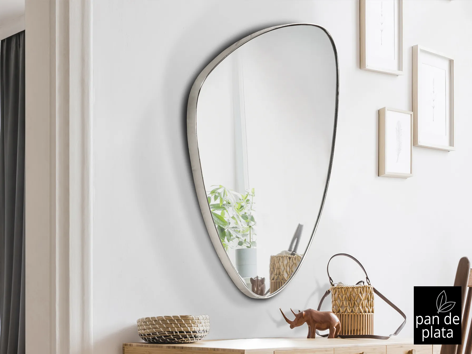 Триъгълно огледало ·ORIO·, 84x55 см, сребристо