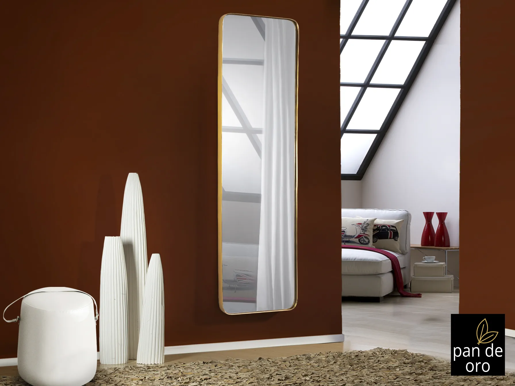 Правоъгълно огледало ·ORIO·, 51x165 см, златно