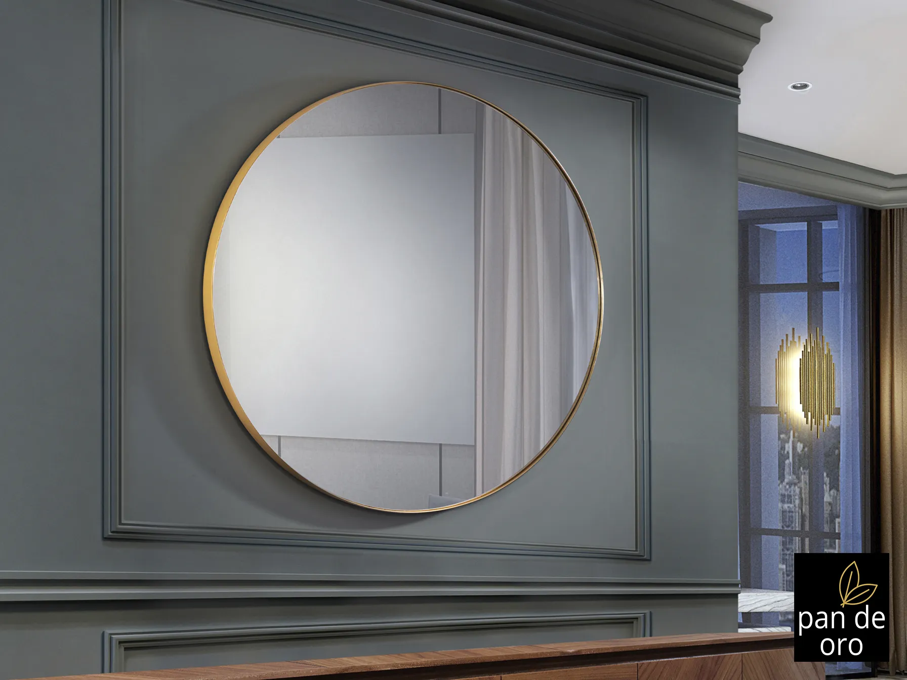 Огледало ORIO с кръгла форма Ø120 см, златно