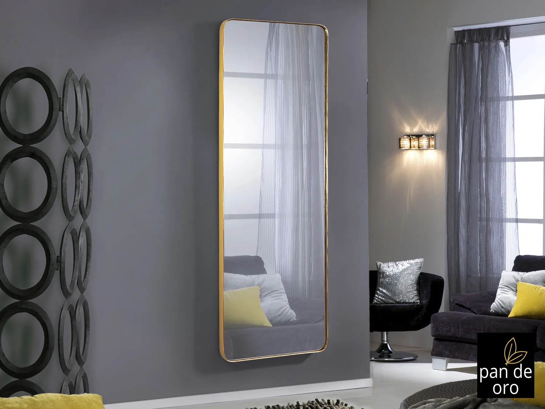 Правоъгълно огледало ·ORIO·, 66x181 см, златно