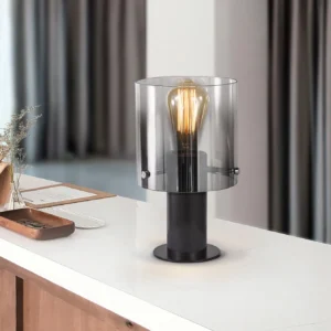 Настолна лампа Venize I3 - 1xE27, черна с мъгливо стъкло