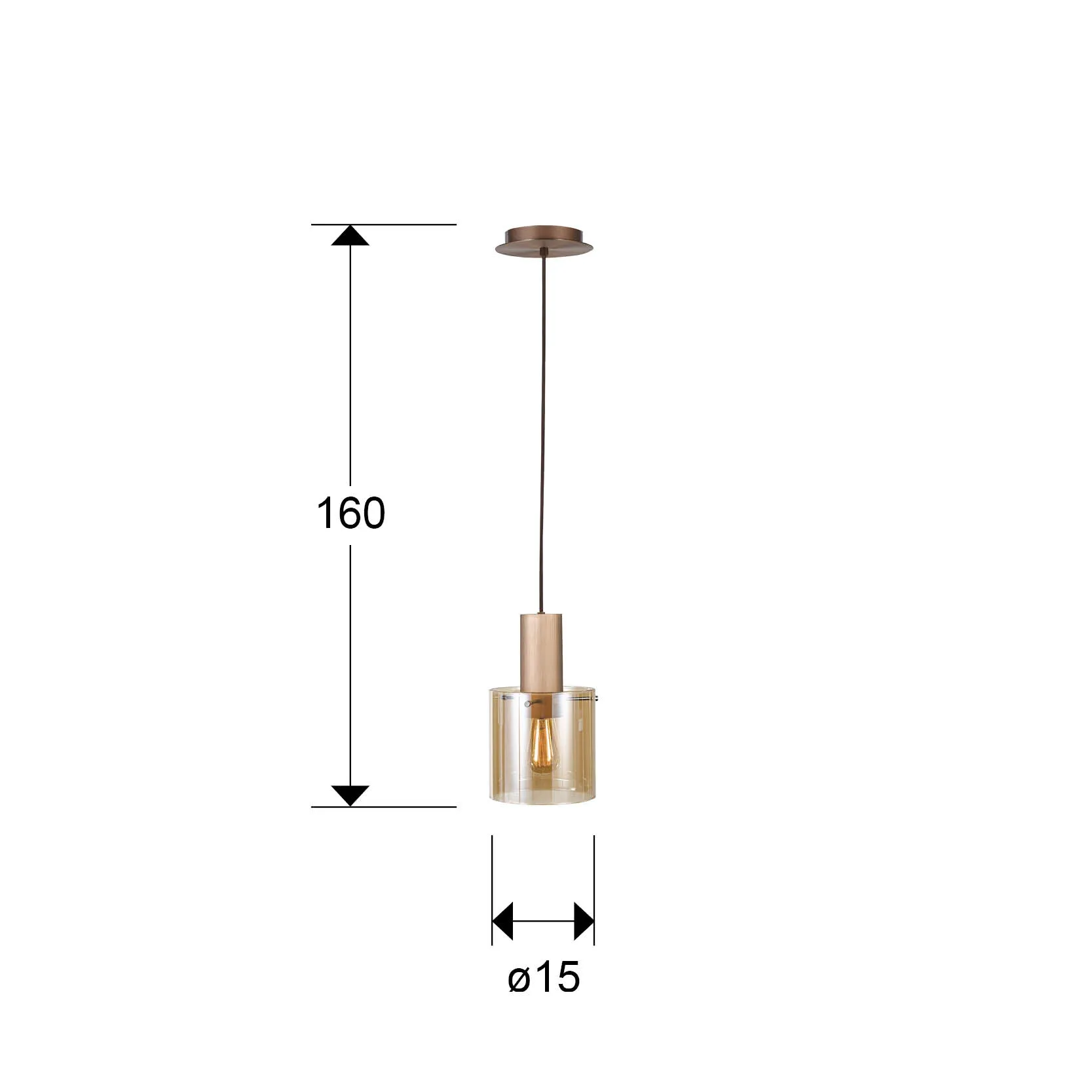 I3 - VENIZE - Метална лампа 1L в меден и амбър цвят - Image 3