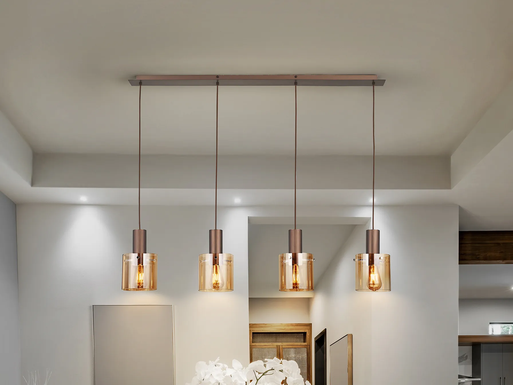 Лампа I3 - VENIZE - 4-лампова медно-амбър