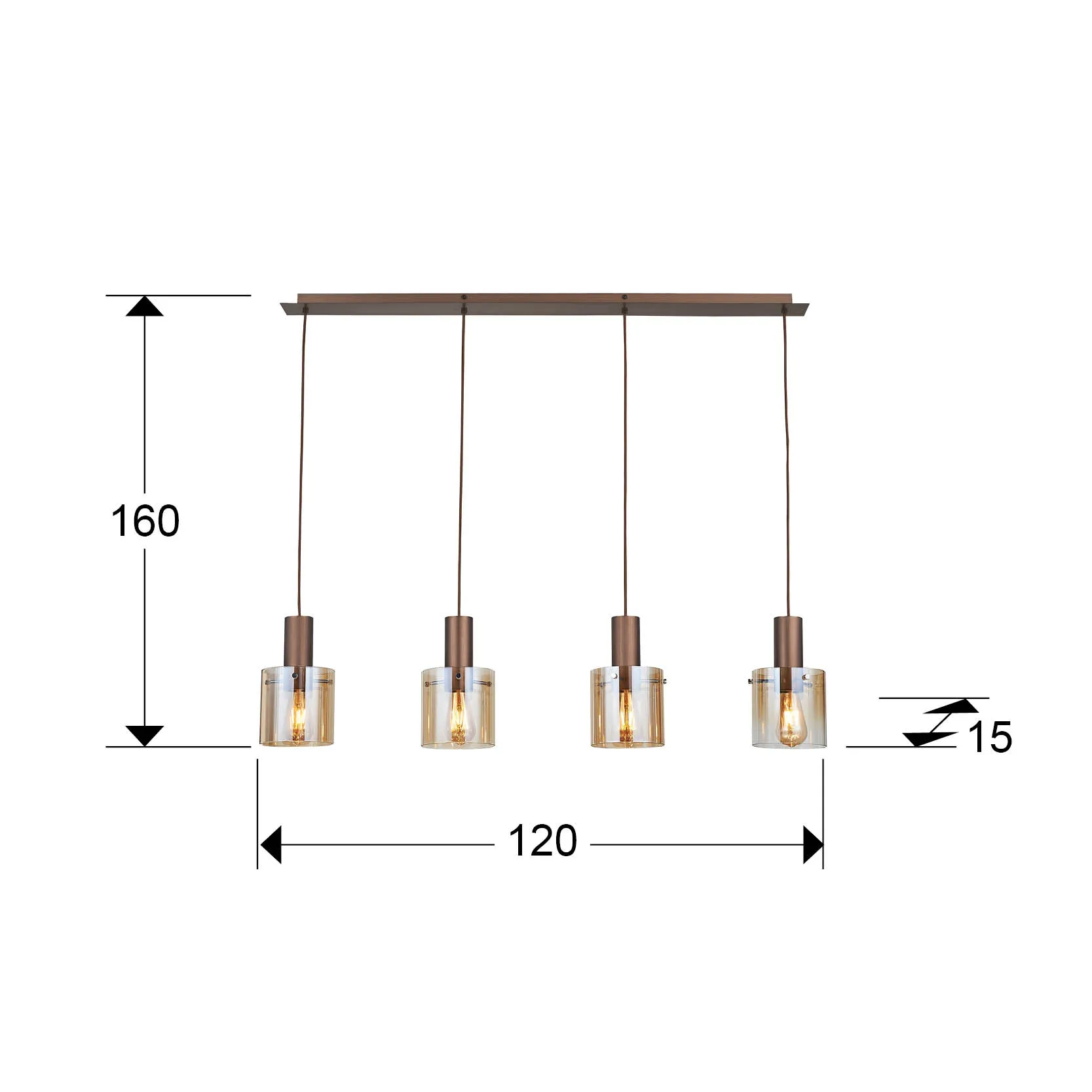 Лампа I3 - VENIZE - 4-лампова медно-амбър - Image 3