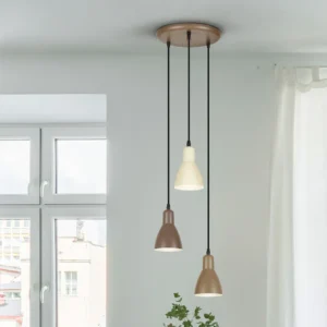 Таванна лампа Afra - 3 светлини - Кафява/Кремава