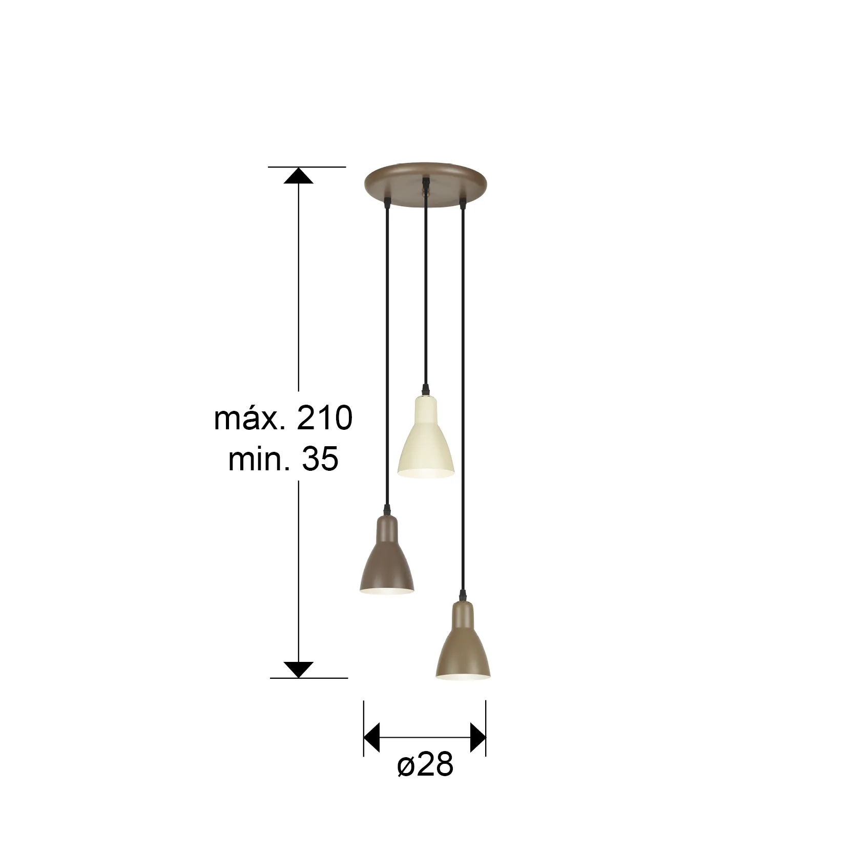 Таванна лампа Afra - 3 светлини - Кафява/Кремава - Image 3