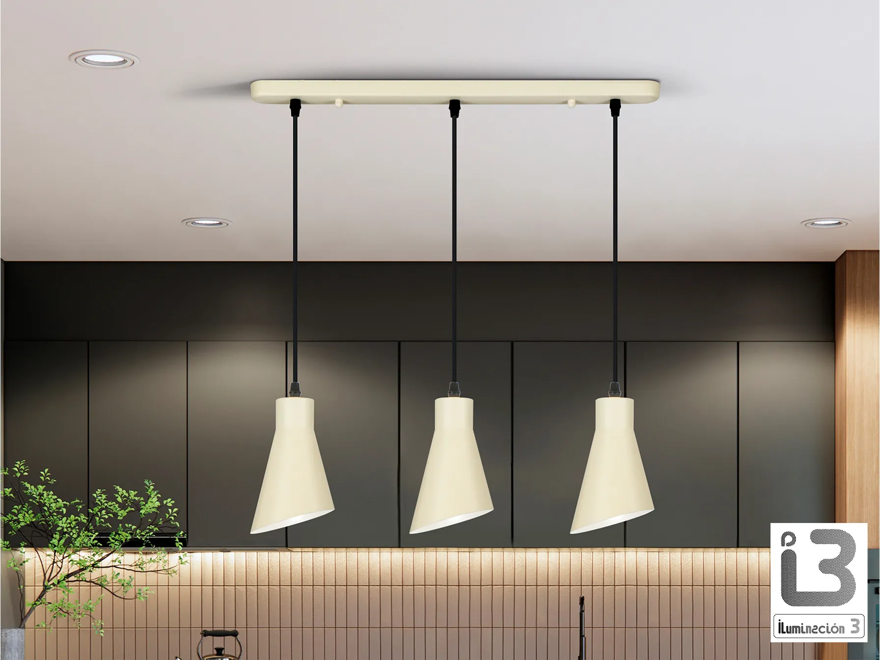 Таванна лампа BERA с 3 светлини - Кремава