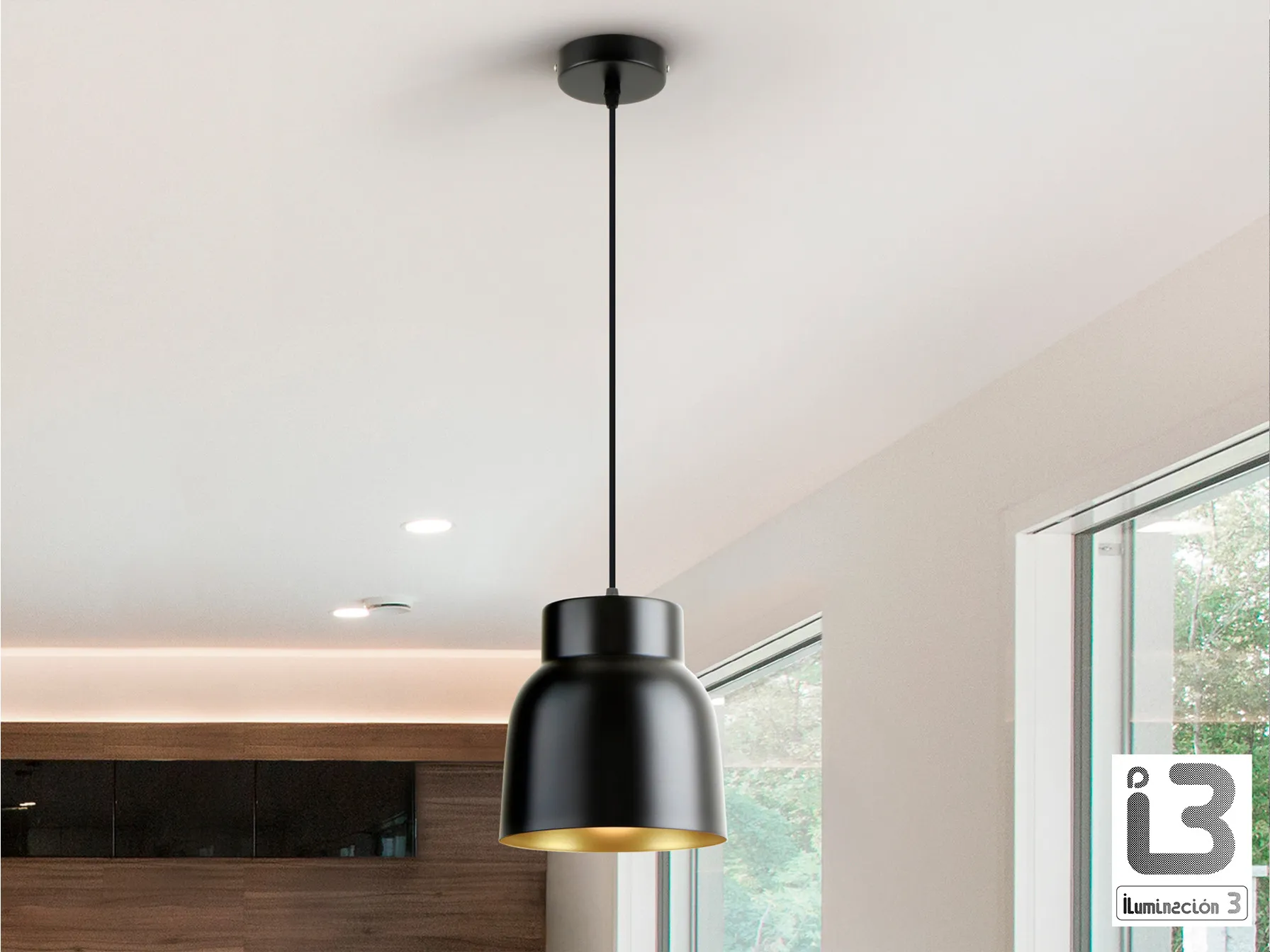 Лампа I3 - ВУЛКАНО - 1Л - Черна/Златна