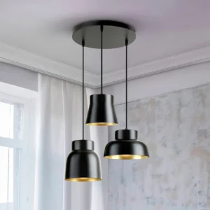 Тръбна лампа I3-VULCANO с 3 светлини в черно и злато