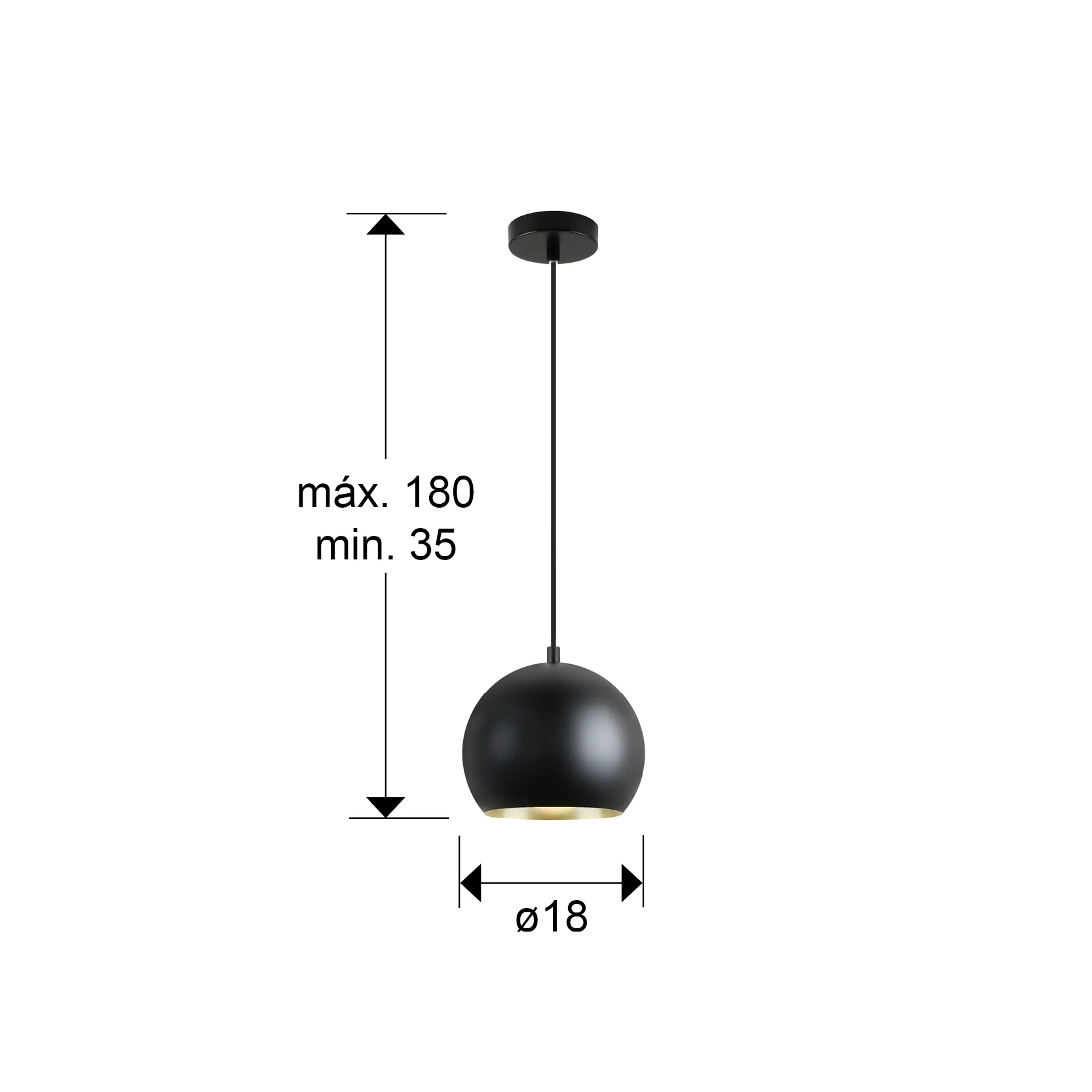 Лампа Olena 1L - Черна/Златна - Image 3