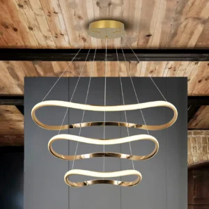 LED Лампа NAOS с три криви ринга в розово злато - D80