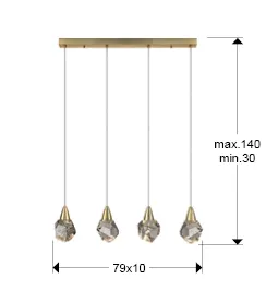 Лампа AQUARIA с 4 LED светлини, матово злато - Image 3