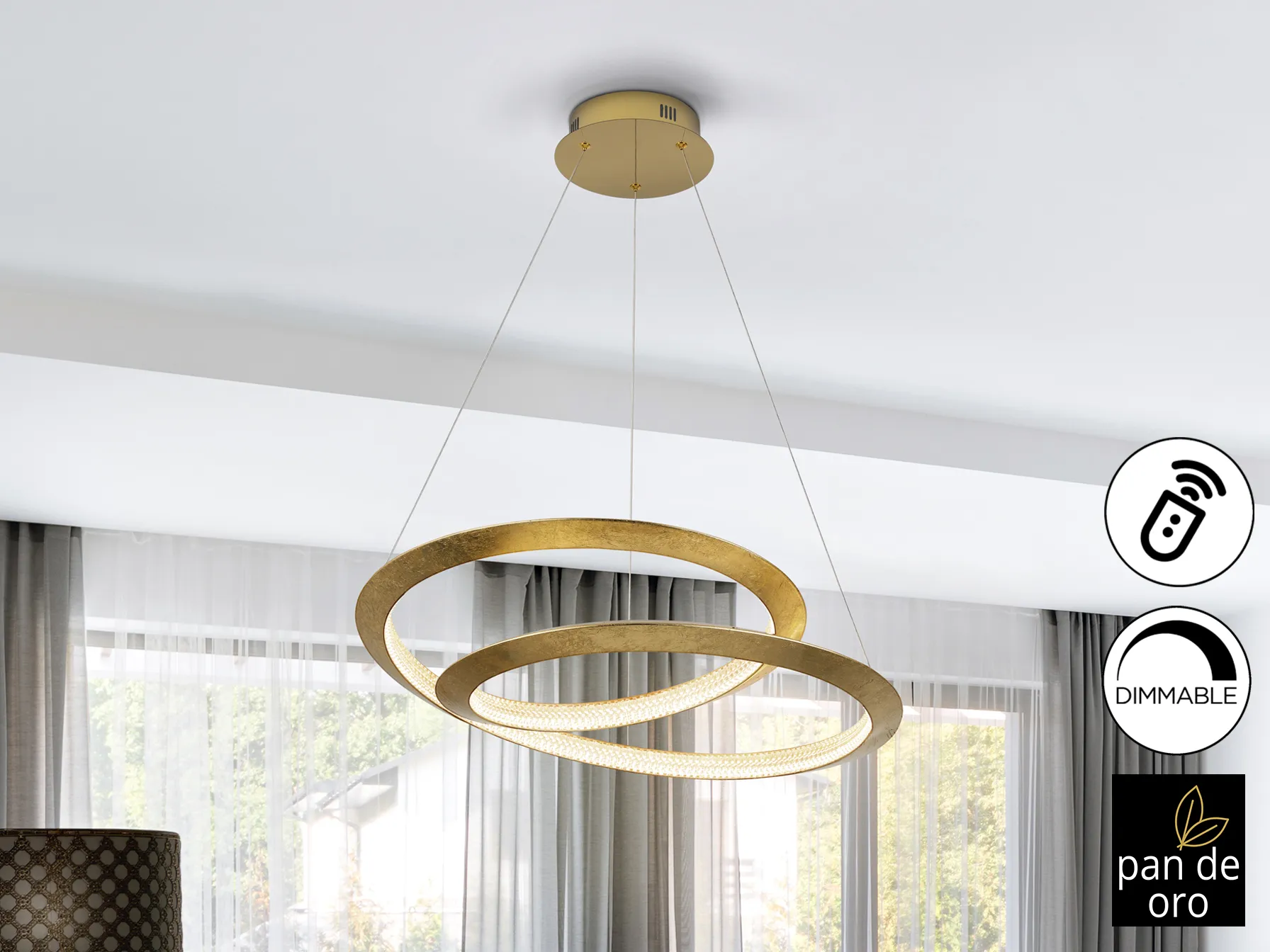 ЕТЕРНИТИ - ЛАМПА С ЗЛАТНИ ЛИСТА Ø60 С ДИМЕР