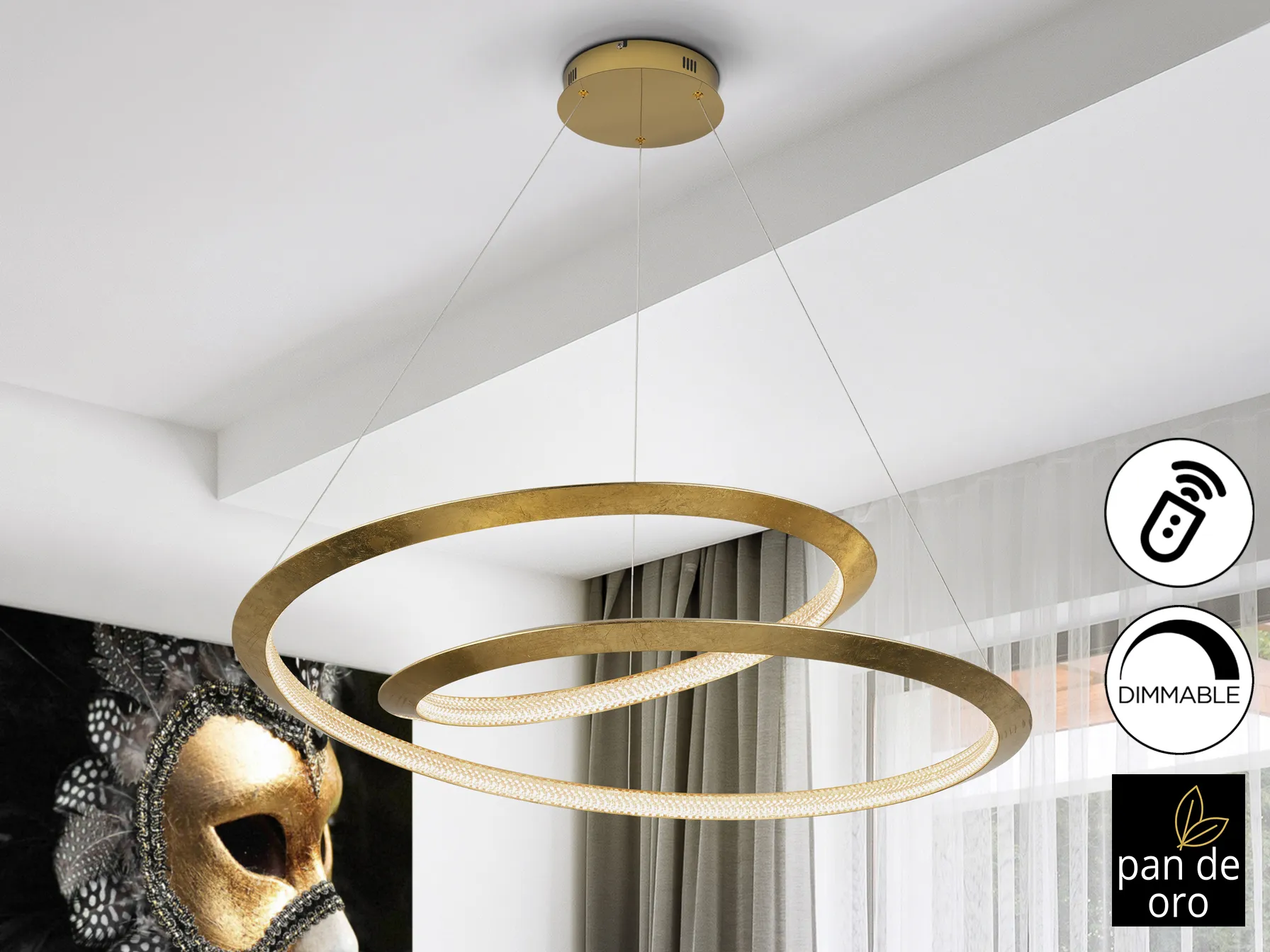 Лампа ETERNITY със златни листа Ø97, димируема