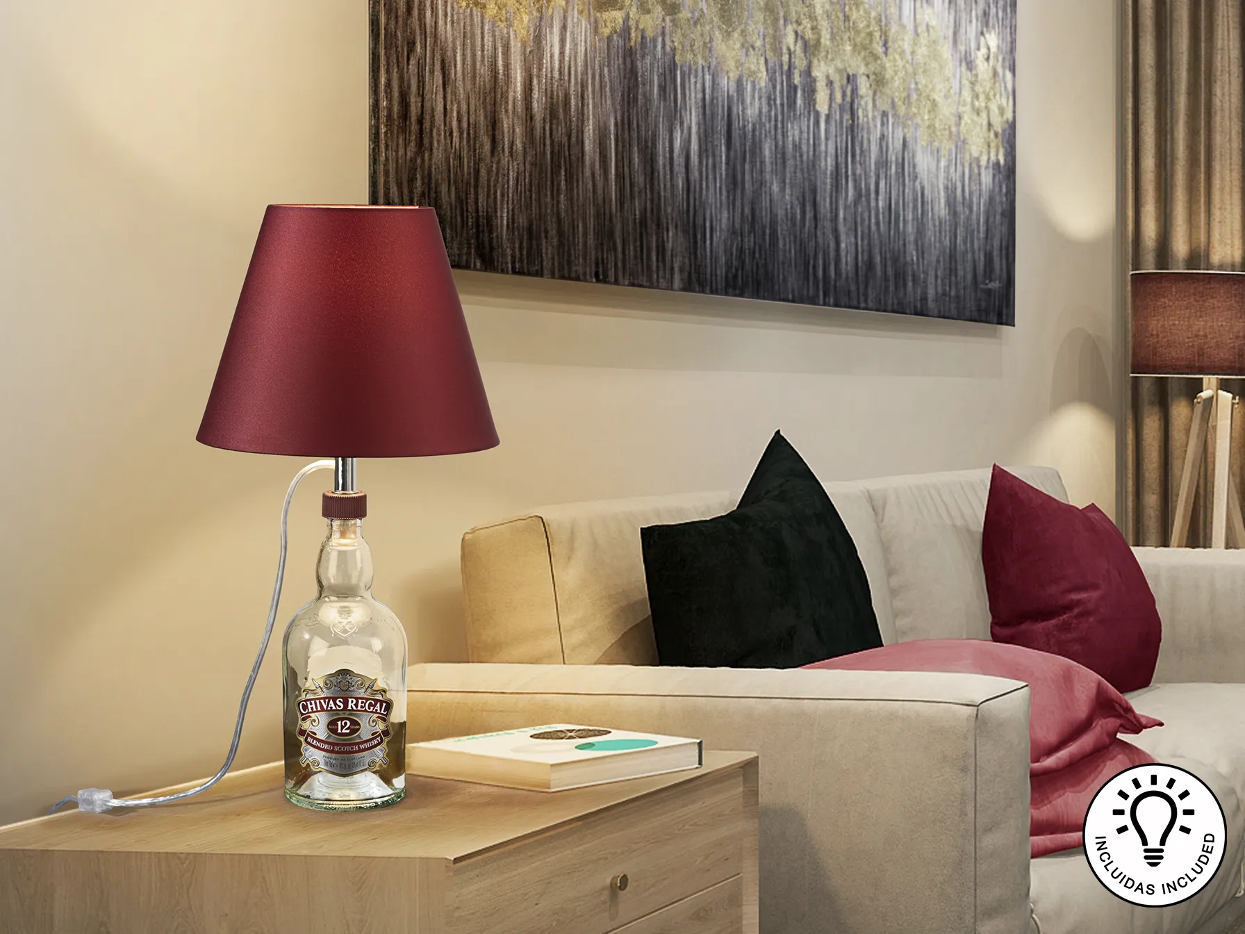 Комплект за осветление - настолна лампа с гранатен абажур