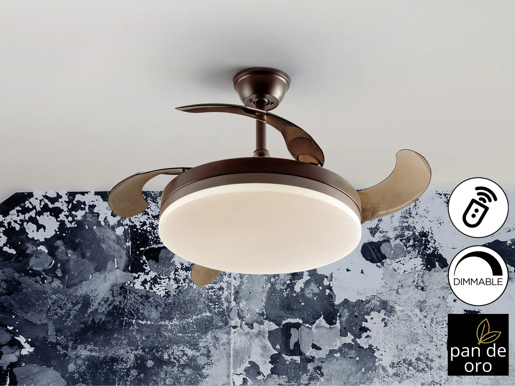 ВЕНТО - Вентилатор черно-златен Ø50/100, Димируем