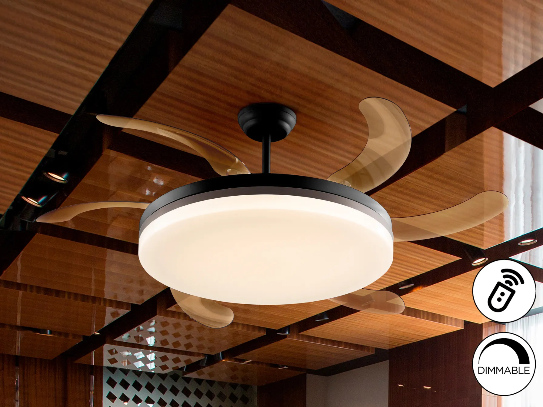 ВЕНТО - МАКСИ ЧЕРЕН ВЕНТИЛАТОР С ДИМИРУЕМА LED ОСВЕТЛЕНИЕ D80/150