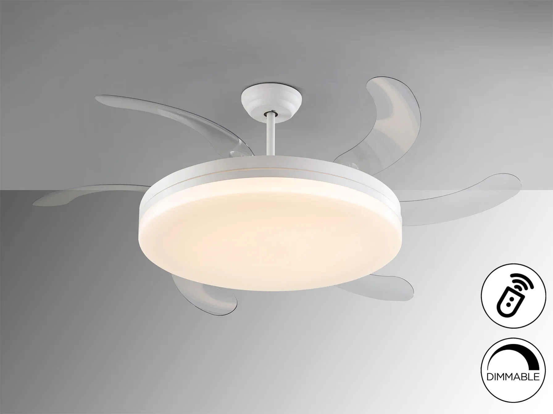 ВЕНТО - МАКСИ БЯЛ ВЕНТИЛАТОР С ДИМИРАЩА LED СВЕТЛИНА D80/150 - Image 3