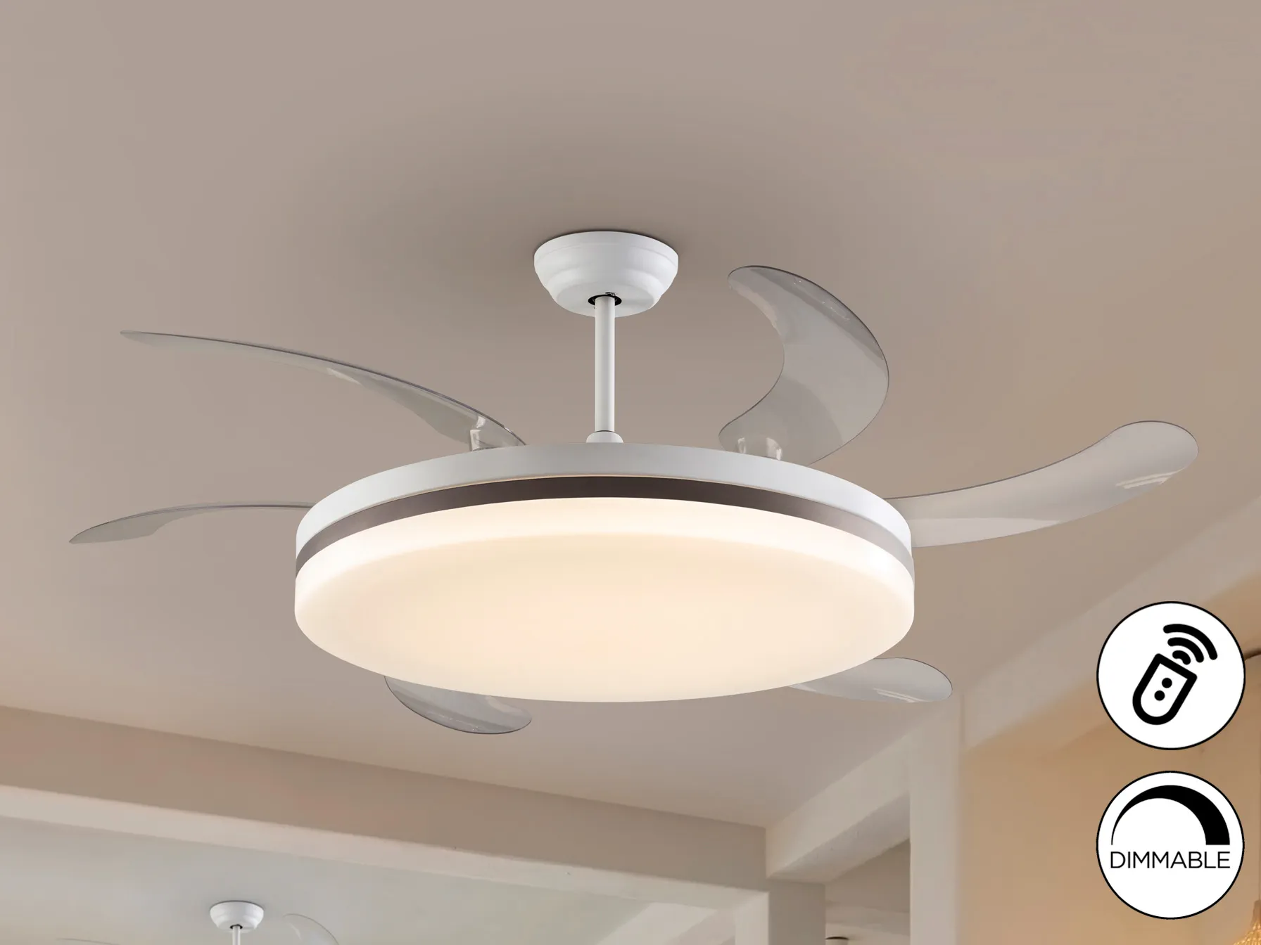 ВЕНТО - МАКСИ ЧЕРНО-БЯЛ/БРОНЗОВ ВЕНТИЛАТОР С ДИМИРУЕМА LED ОСВЕТЛЕНИЕ