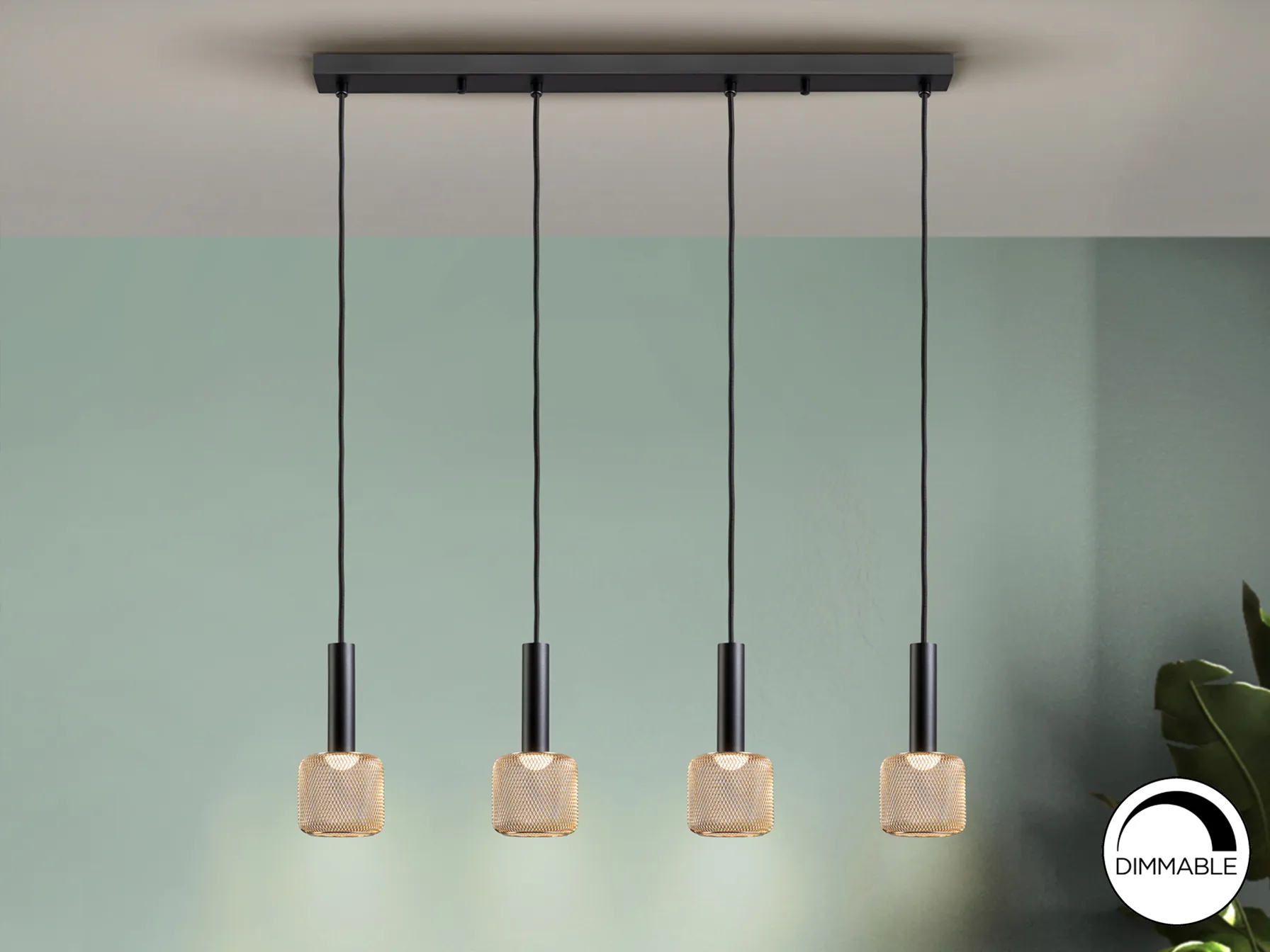 LED лампа SINCRO с 4 светлини, черна/златна