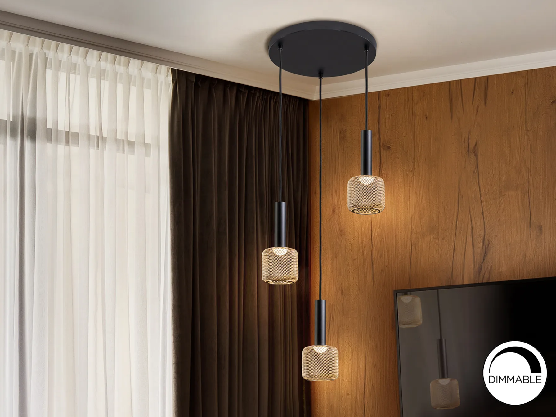 LED лампа SINCRO с 3 светлини, черна/златна