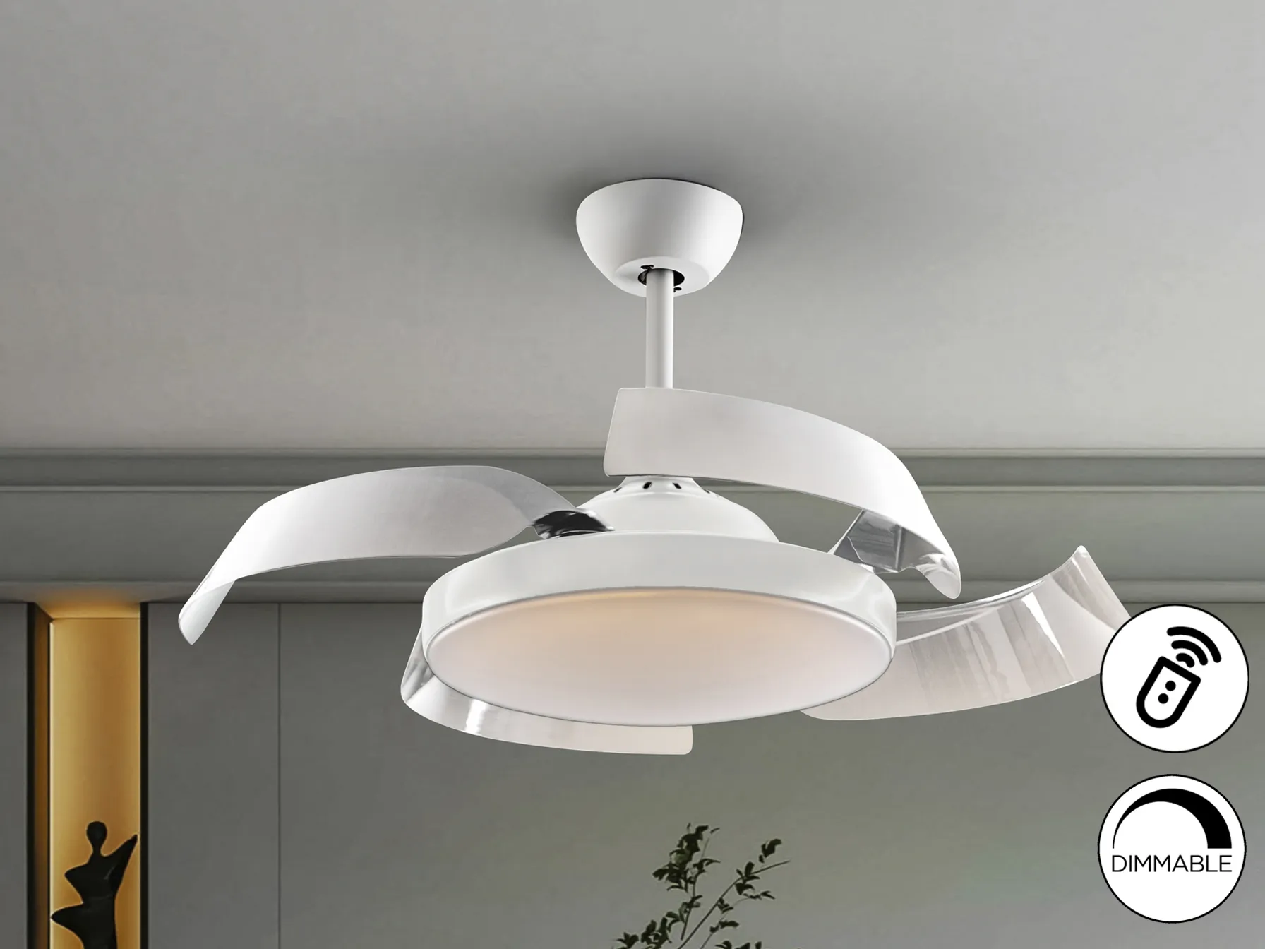 Вентилатор ENZO в бяло с димируемо LED осветление