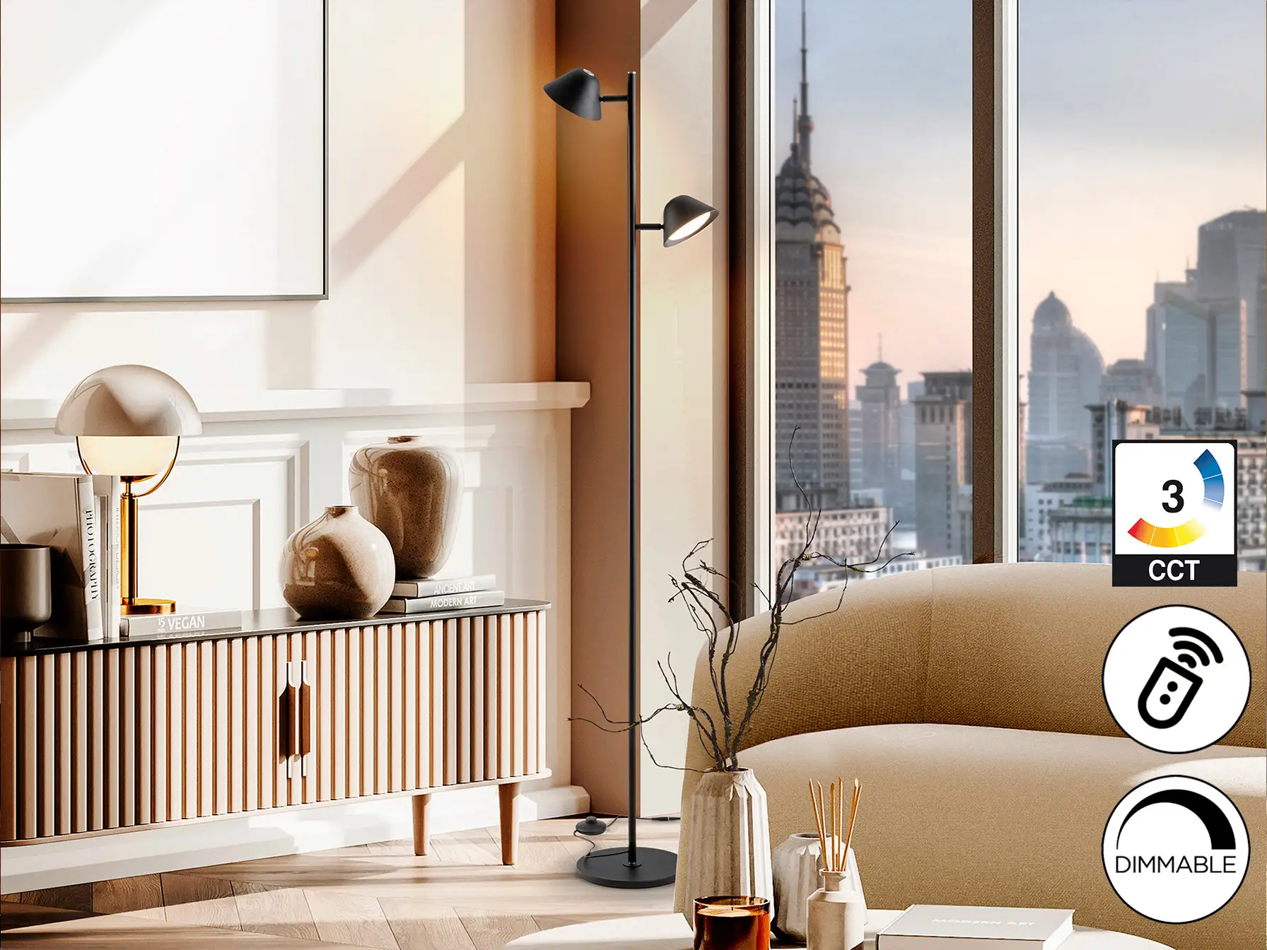 ТАРОС - Подова лампа 2Л Черна