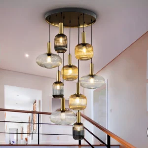 Лампа ·NORMA· с 9 светлини, черна и месинг H500