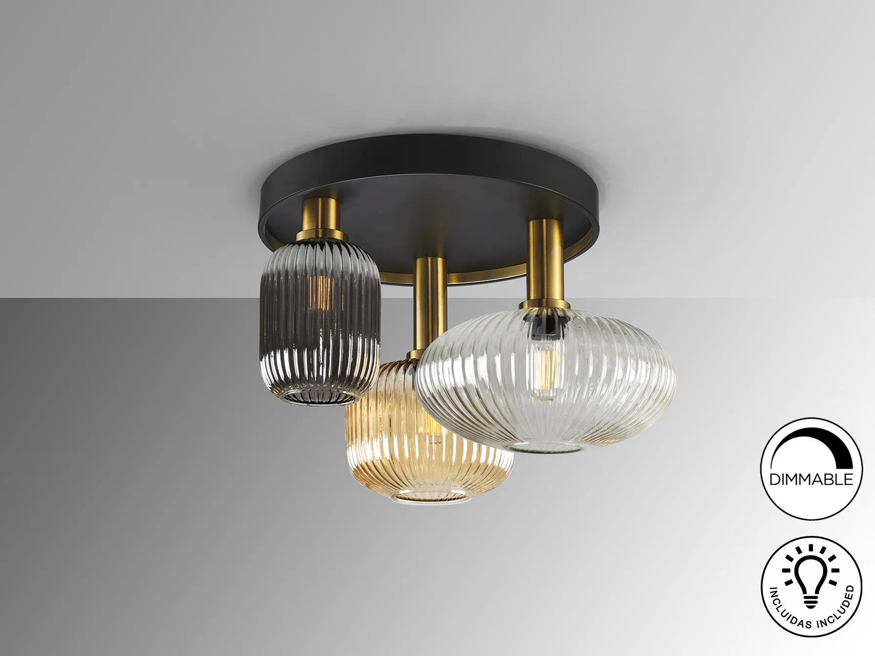 Таванна лампа NORMA 3L черна/латунна - Image 4