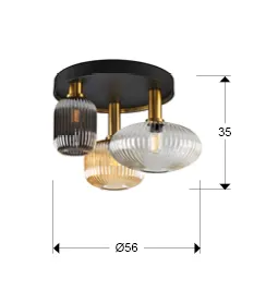 Таванна лампа NORMA 3L черна/латунна - Image 5