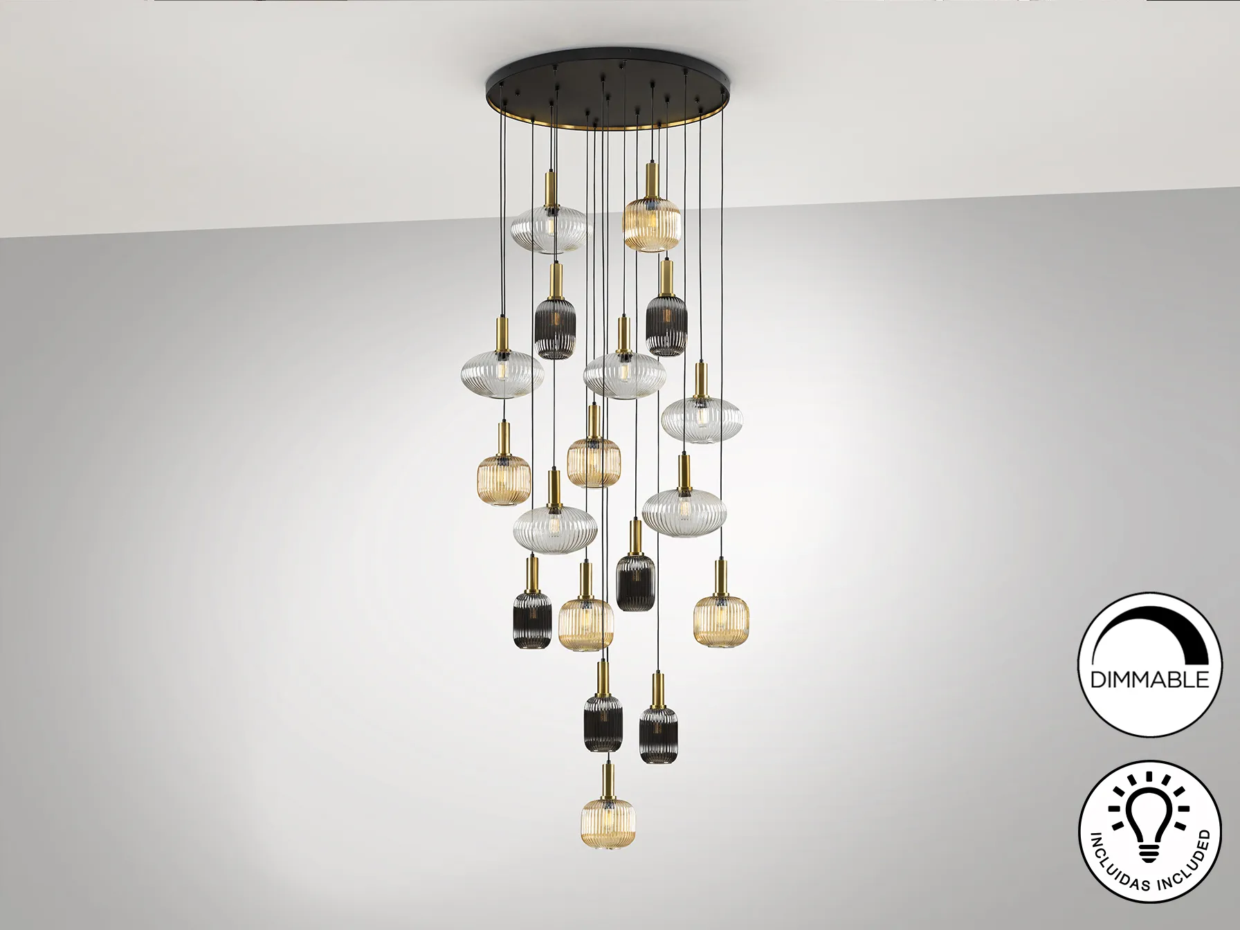 NORMA - ЛУКСОЗНА ЛАМПА С 18 СВЕТЛИНИ В ЧЕРНО И МЕСИНГА - Image 4