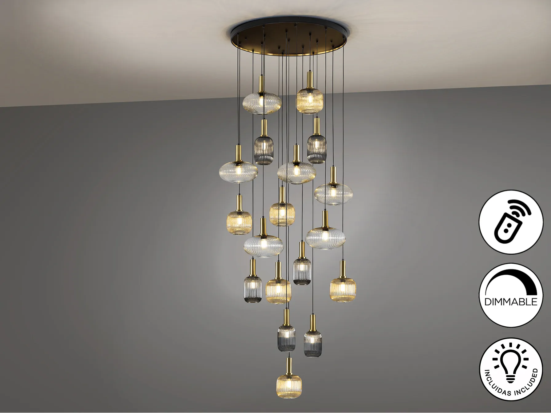 NORMA - ЛАМПА С 18 СВЕТЛИНИ ЧЕРНА-СЛАТИНА С ДИМЕР - Image 3