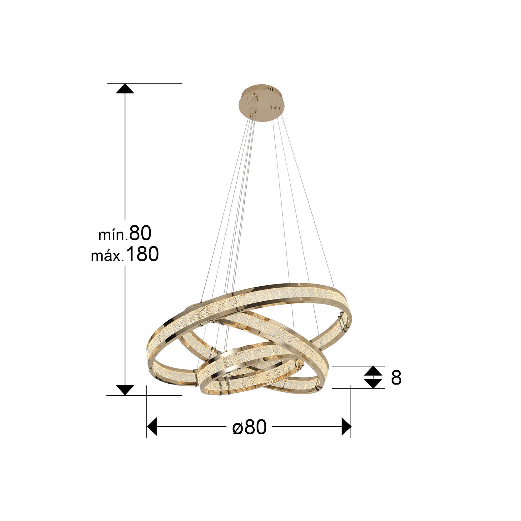 Лампа LORIAN с 3 пръстена, лъскаво злато - Image 4