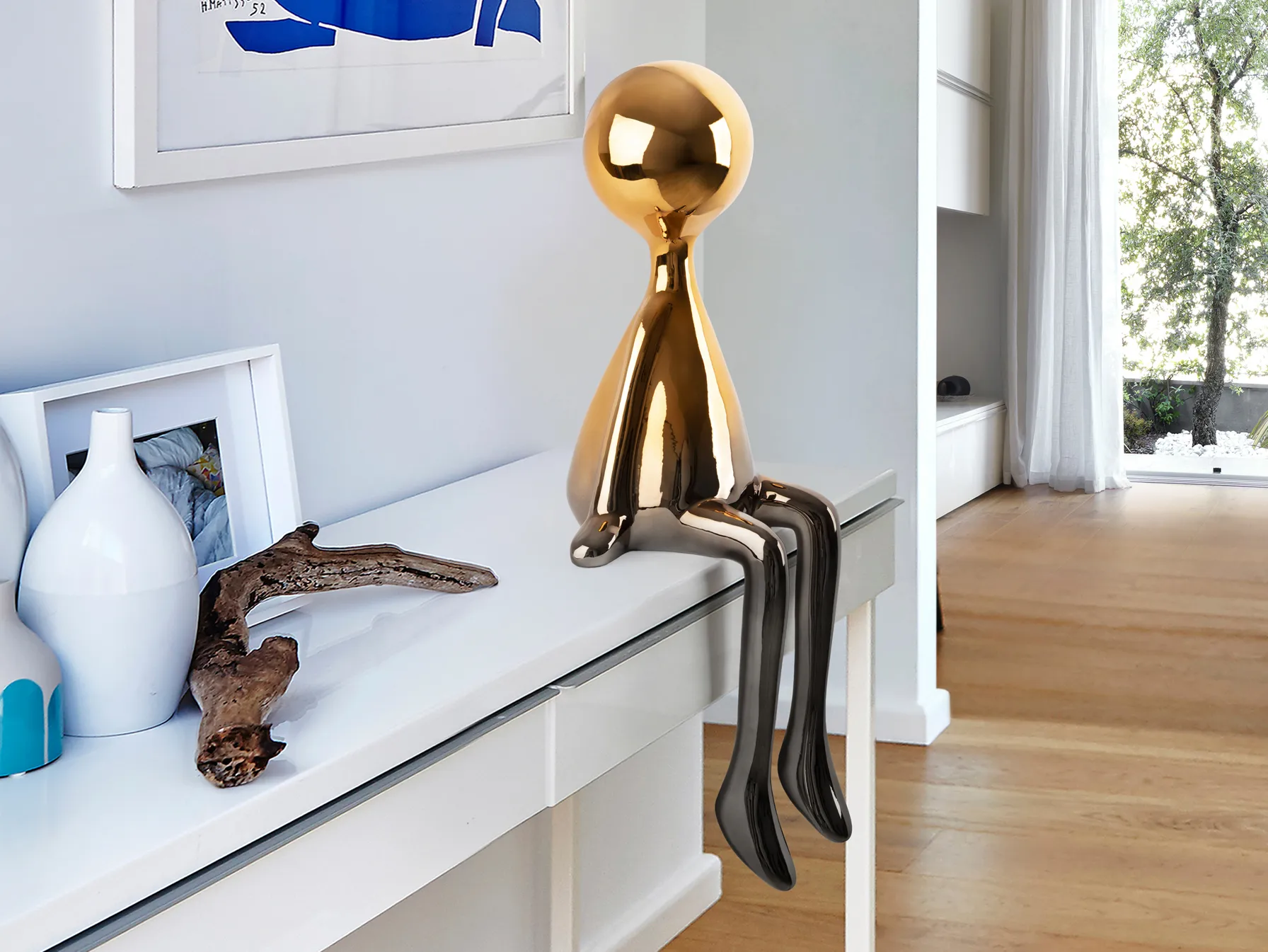 Седяща фигурка SIT DOWN - Сива/Оранжева