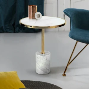 Странична маса DEKALA Ø46, Бяла/Златна