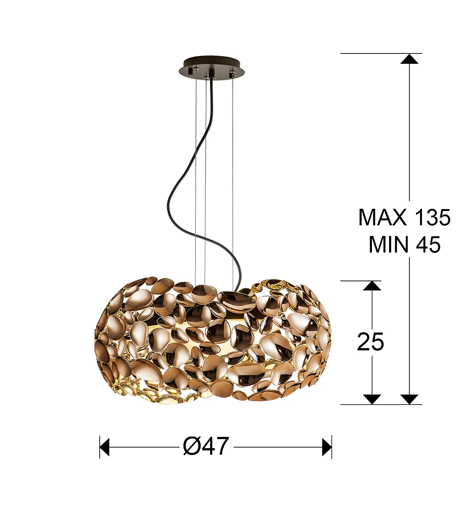 Лампа Narisa с 5 светлини в розово злато - Image 3