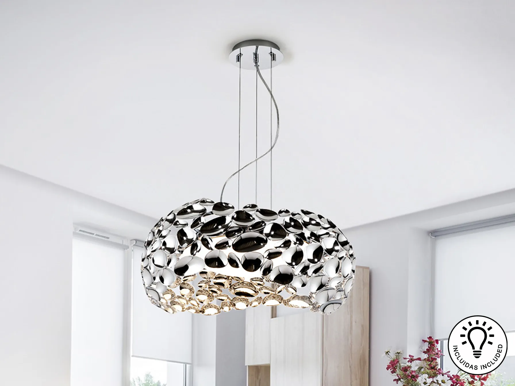 Лампа NARISA с 5 светлини, Ø47 см, Хром