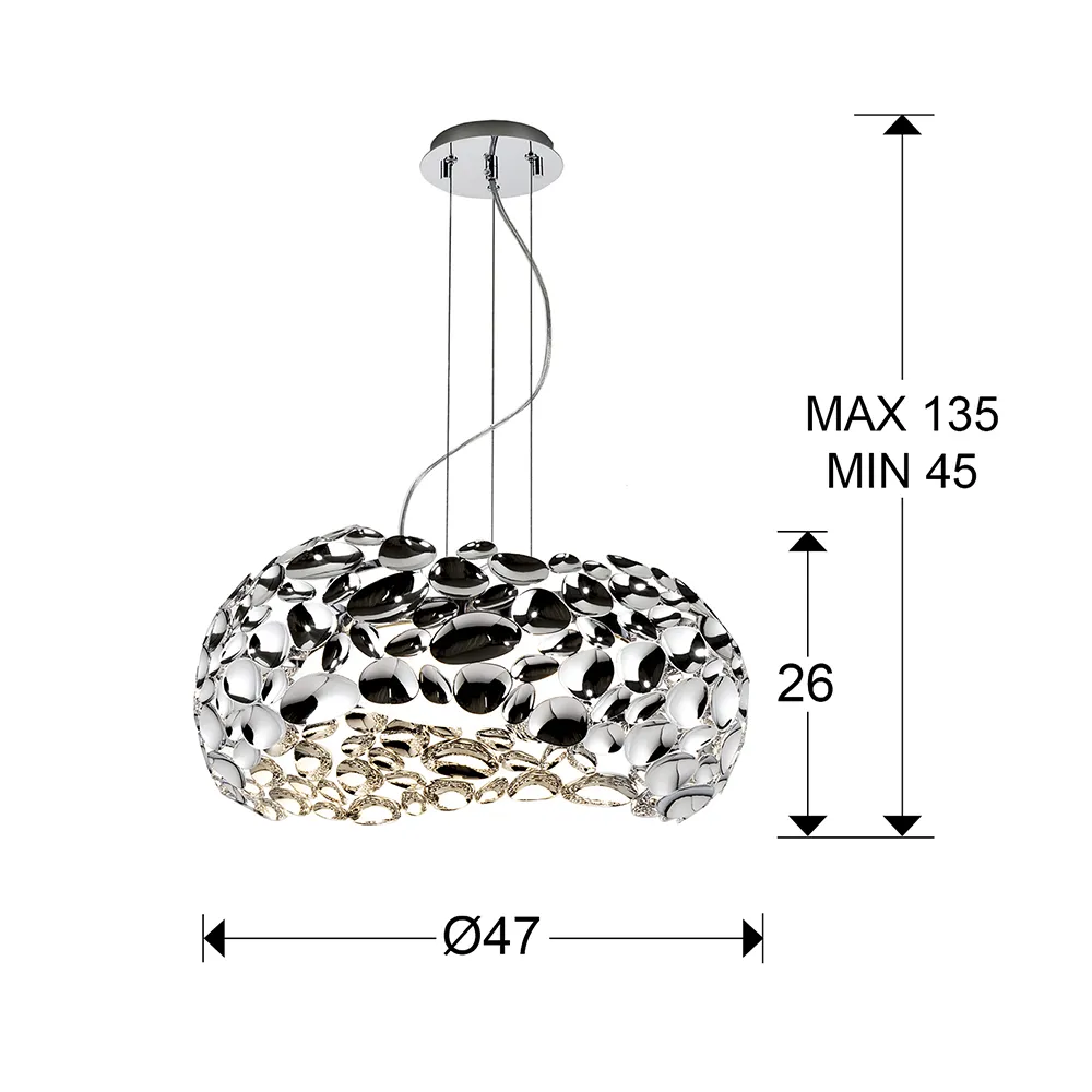 Лампа NARISA с 5 светлини, Ø47 см, Хром - Image 3