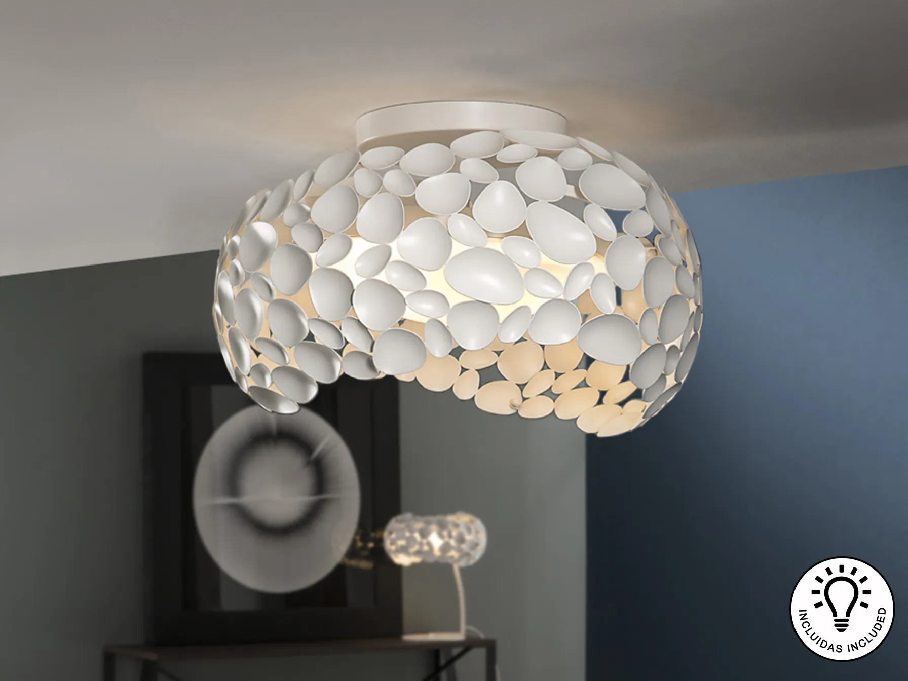 Потопна лампа NARISA с 5 светлини, Ø47 см, бяла